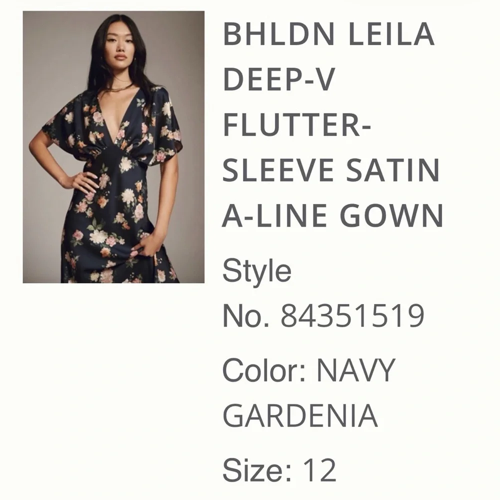 BHLDN Leila Deep-V Flutter Sleeve Gown - Picture 7 of 7